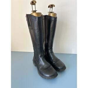 Bogs Pearl black leather boots womens 8 zipper waterproof